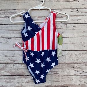 NWT Younger Tree girls size 12-18 month patriotic swimsuit